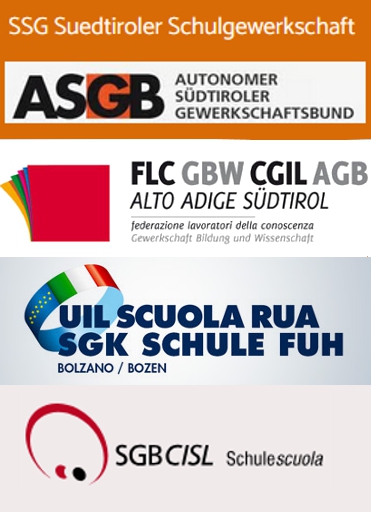 ASGB SSG - GBW FLC AGB CGIL  - SGB CISL SCUOLA SCHULE - UIL SCUOLA RUA SGK SCHULE FUH
